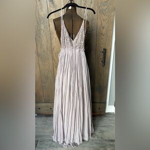 a'gaci mocha Lace Maxi Dress